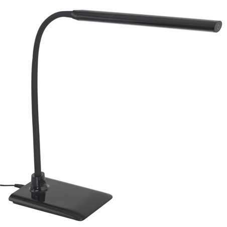 Lampa biurkowa Laroa czarna LED podłużny klosz giętkie ramię włącznik dotykowy na kloszu