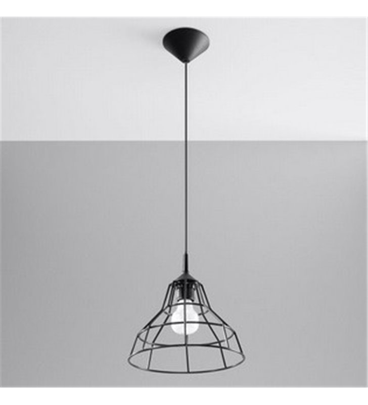 Lampa wisząca Anata czarna druciana styl futurystyczny loftowy średnica 25cm - OD RĘKI