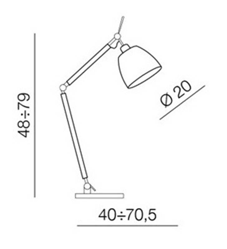 Lampa stołowa Zyta łamana z białym abażurem podstawa aluminium z chrom