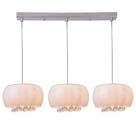 Lampa wisząca Quince potrójna białe szklane klosze z okrągłymi kryształami do salonu sypialni jadalni kuchni nad stół