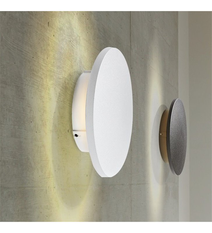 Okrągła nowoczesna lampa ścienna Ancona LED biała o średnicy 18cm - OD RĘKI