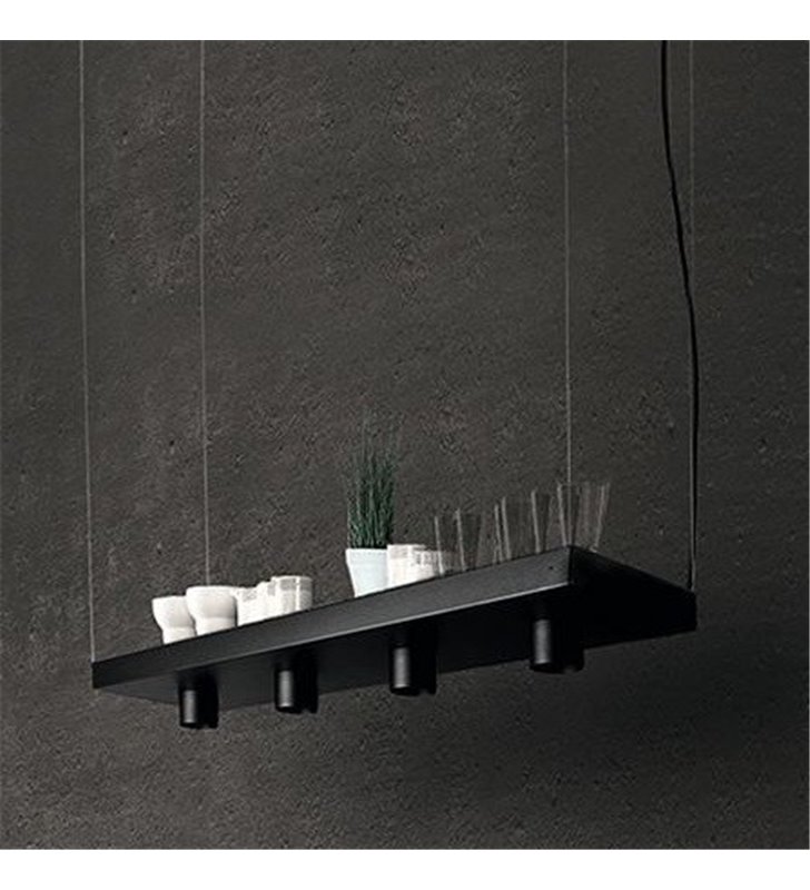 Czarna nowoczesna funkcyjna prostokątna lampa wisząca Plant do salonu sypialni kuchni jadalni nad stół wyspę kuchenną