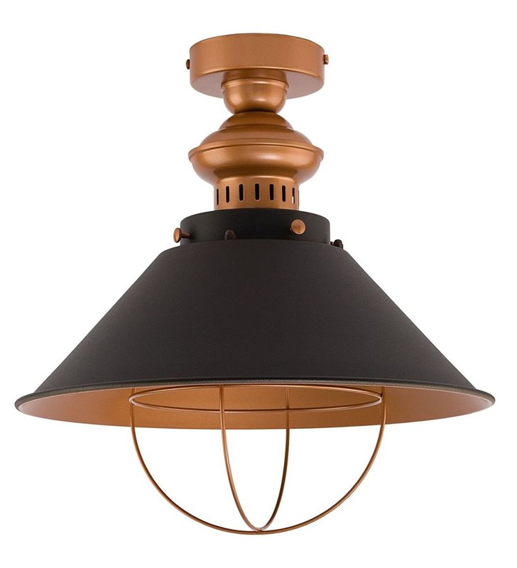 Brązowo miedziana lampa sufitowa Garret nowoczesna metalowa w stylu vintage loftowym
