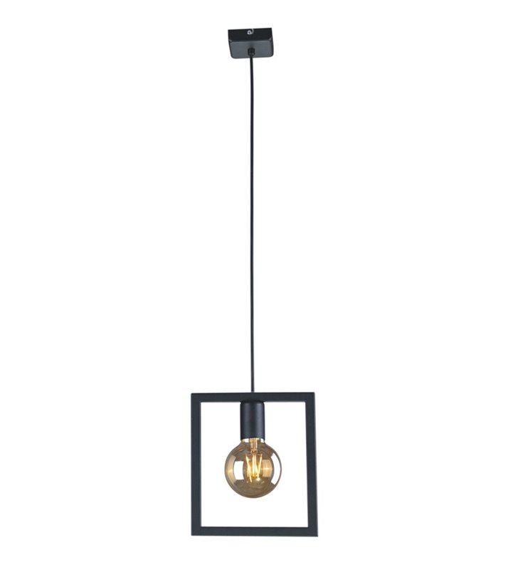 Lampa wisząca Lavaya pojedyncza żarówka w metalowej ramce kolor czarny - OD RĘKI
