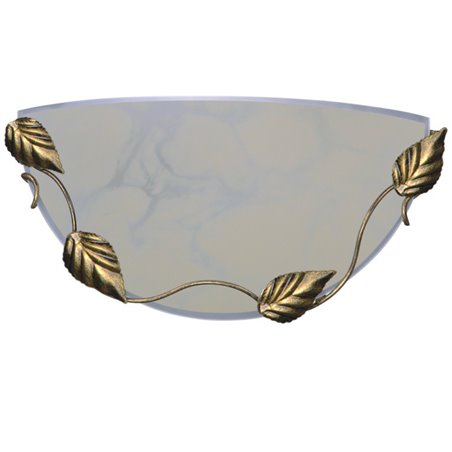 Kinkiet Ulke kremowy szklany z metalowym dekorem liście - DOSTĘPNY OD RĘKI