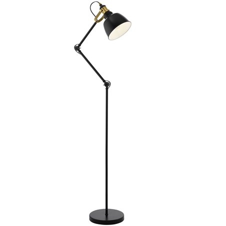 Lampa stojąca Thornford z regulacją ramienia czarna z patynowym wykończeniem styl vintage retro