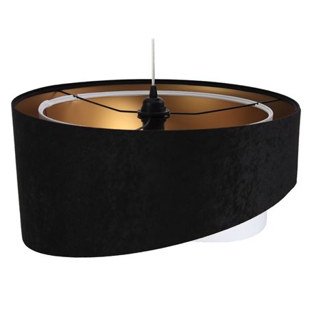 Lampa wisząca Francesca czarno biały abażur z tkaniny welurowej wnętrze abażura w kolorze złotym nowoczesna - OD RĘKI