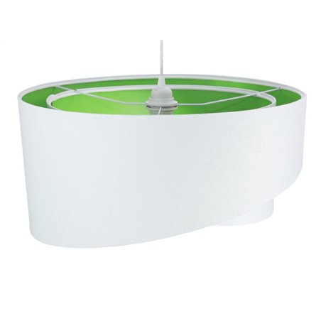 Lampa wisząca Giulio biała welurowa zielony środek abażura asymetria do pokoju dziennego gościnnego dziecięcego jadalni sypialni