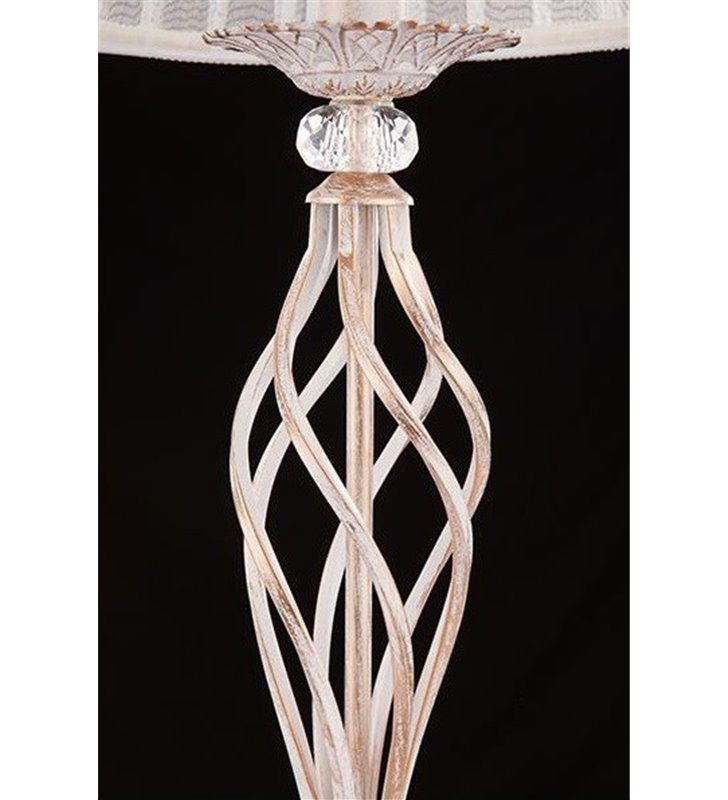 Klasyczna lampa stołowa Iris złoty korpus z ecru abażurem