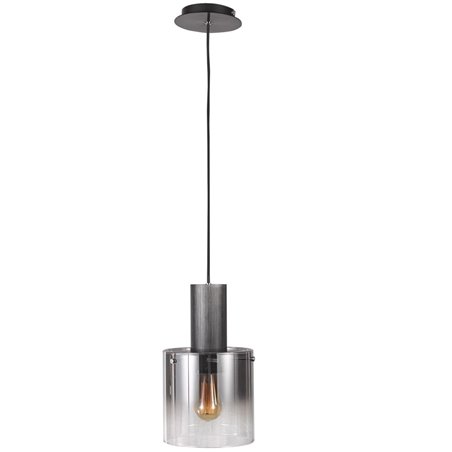 Pojedyncza czarna nowoczesna lampa wisząca Javier klosz szklany transparentny do jadalni nad stół kuchni salonu sypialni