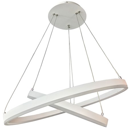 Biała wisząca lampa Jovita 2 obręcze LED nowoczesna do salonu sypialni kuchni jadalni