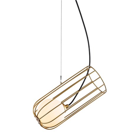 Lampa wisząca Coco złota druciana z dodatkowym szklanym kloszem nowoczesna oryginalna