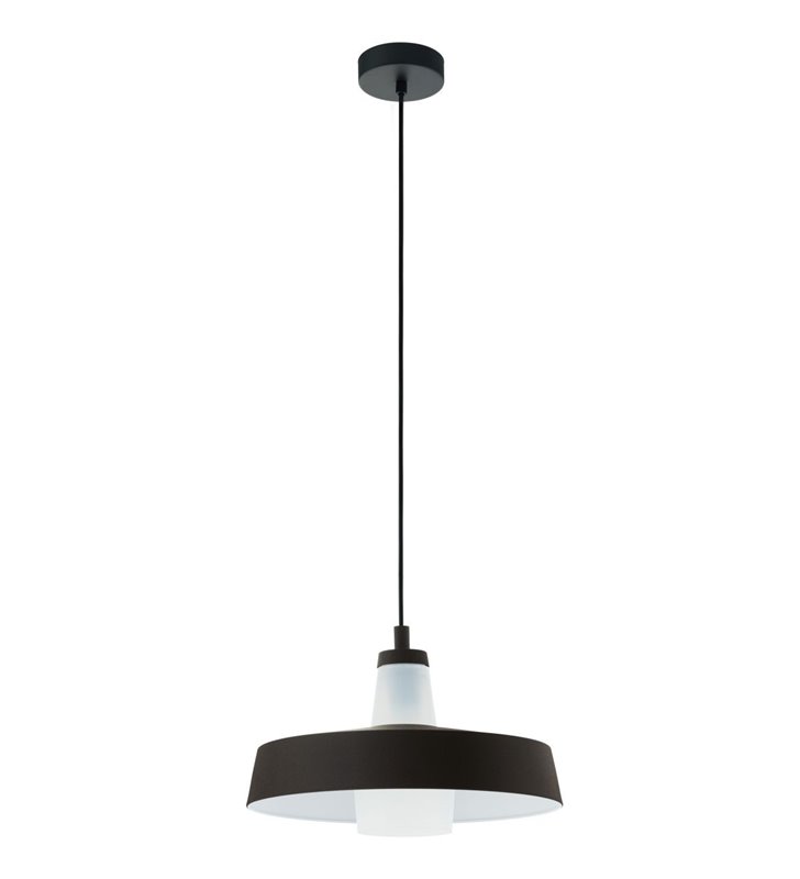 Lampa typu zwis Tabanera czarna z białym kloszem ze szkła styl nowoczesny do salonu sypialni jadalni kuchni