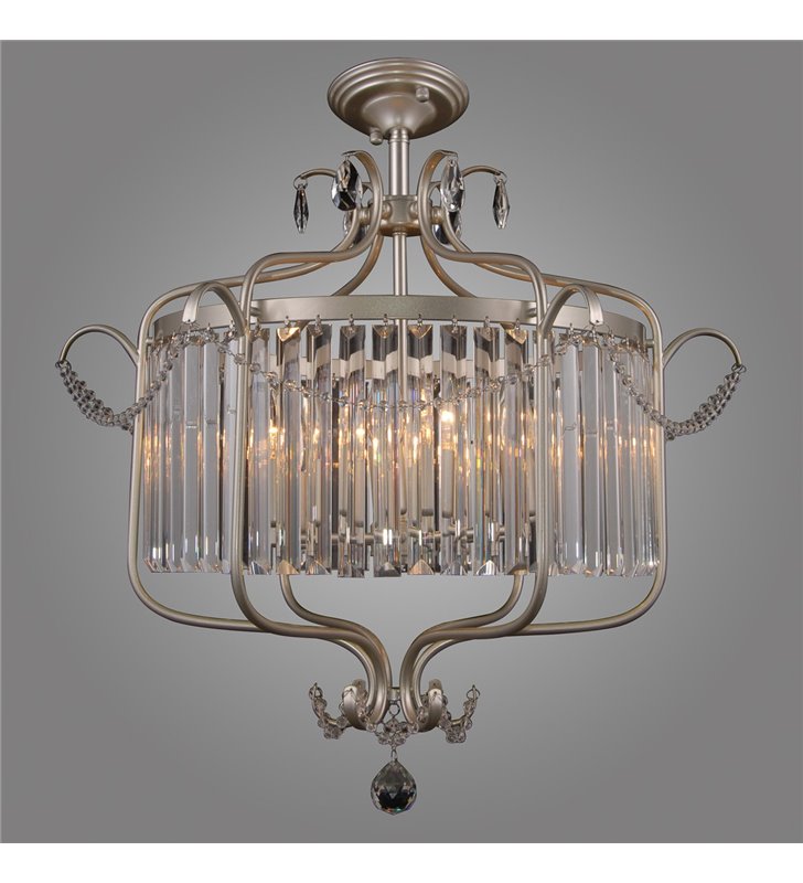 Kryształowa lampa sufitowa Rinaldo kolor srebrny szampański styl klasyczny duża do salonu jadalni sypialni pokoju dziennego