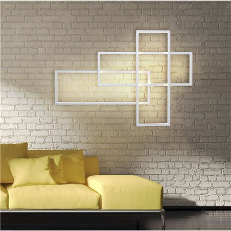 Nowoczesna duża biała lampa ścienna Quadratus LED możliwość ściemniania styl loft industrialny montaż pionowy poziomy
