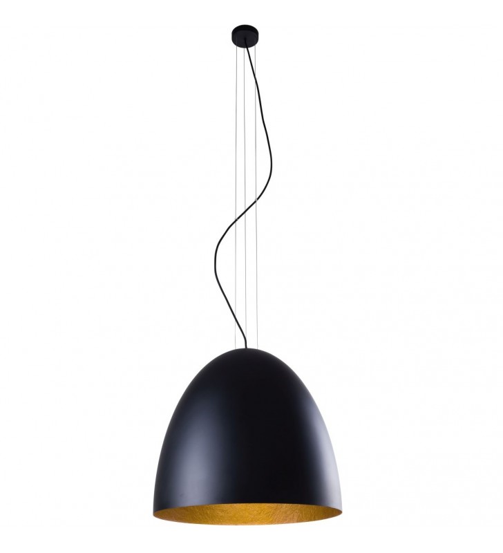 Lampa wisząca Egg L 55cm 3m zwis czarna ze złotym środkiem do salonu jadalni nad stół do kuchni nad wyspę
