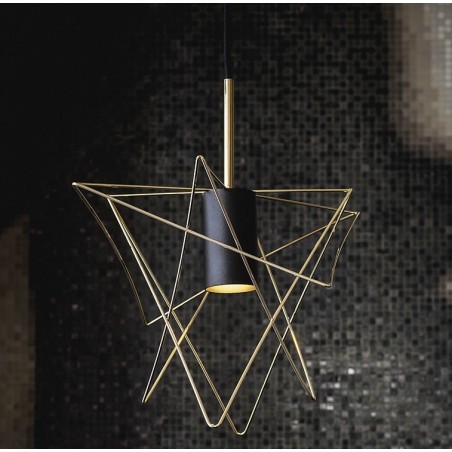 Czarno złota nowoczesna lampa wisząca Gstar klosz z drutu stalowego