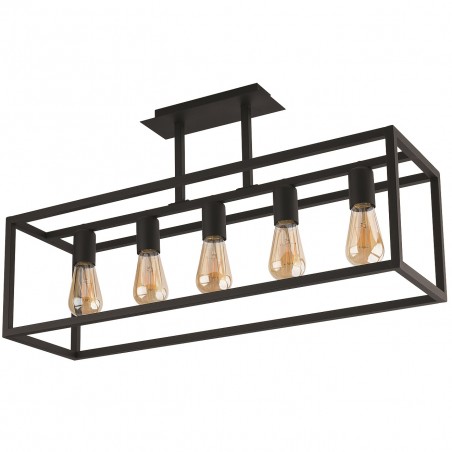 Lampa sufitowa Crate czarna prostokątna 5 żarówek styl vintage loft industrial