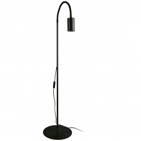 Czarna nowoczesna podłogowa lampa stojąca Eye Flex z giętkim ramieniem włącznik na kablu
