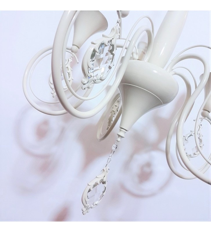 Potrójny żyrandol Bravo klasyczny ecru z dekoracyjnymi kryształami do salonu sypialni jadalni