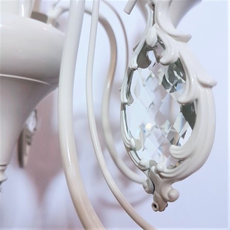 Potrójny żyrandol Bravo klasyczny ecru z dekoracyjnymi kryształami do salonu sypialni jadalni