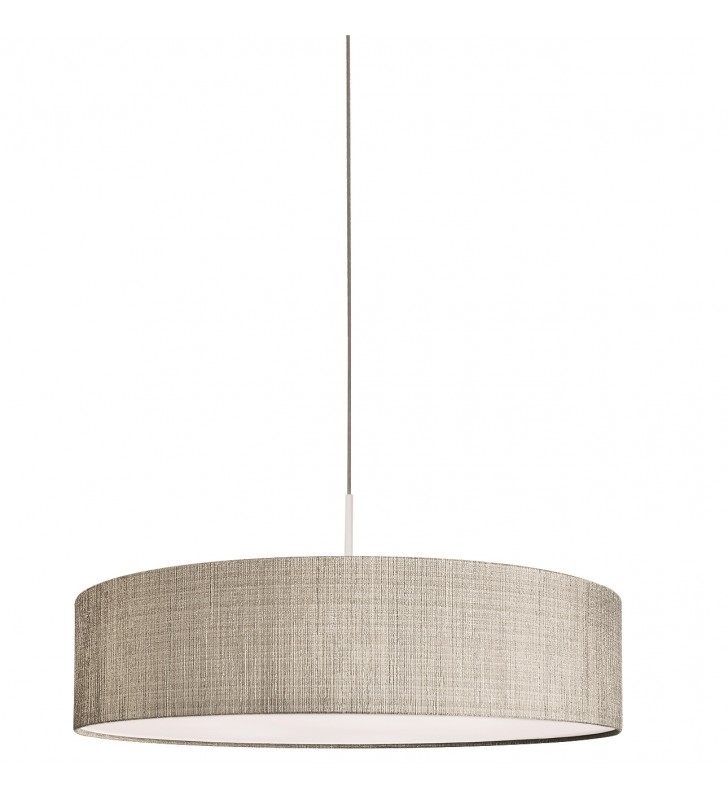 Lampa wisząca Turda szaro srebrna abażur z przesłoną 50cm płaski klosz do salonu jadalni sypialni