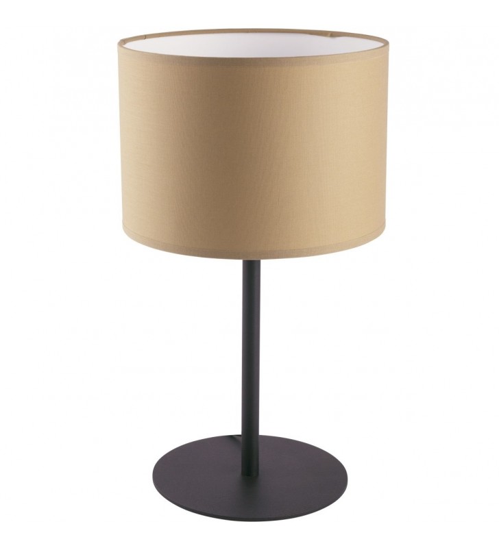 Alice Coffee uniwersalna lampa stołowa z beżowym materiałowym abażurem i czarną podstawą