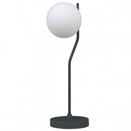 Lampa stołowa Carimi czarna prosta z białym szklanym kloszem