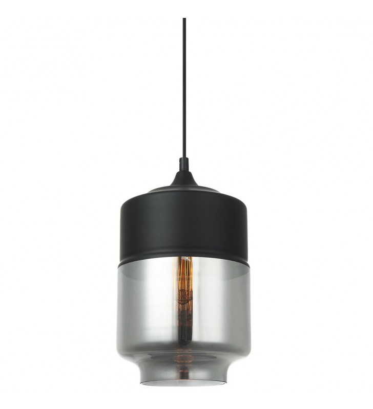 Molina nowoczesna czarna lampa wisząca z dymionym kloszem ze szkła