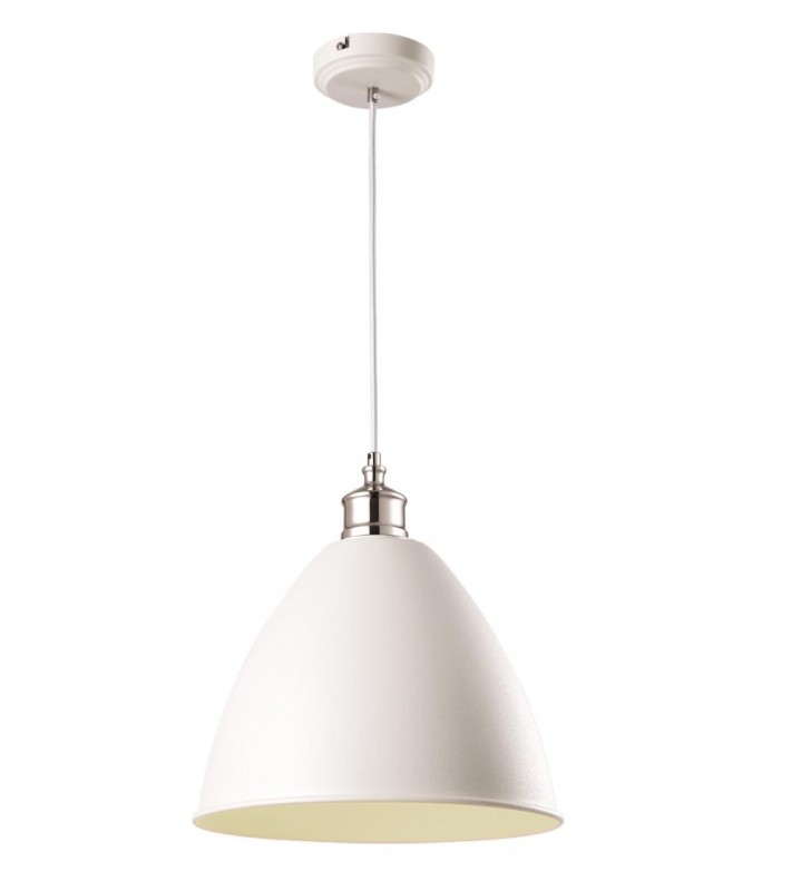 Biała metalowa lampa wisząca Watso White styl retro vintage średnica 35cm do kuchni jadalni salonu sypialni
