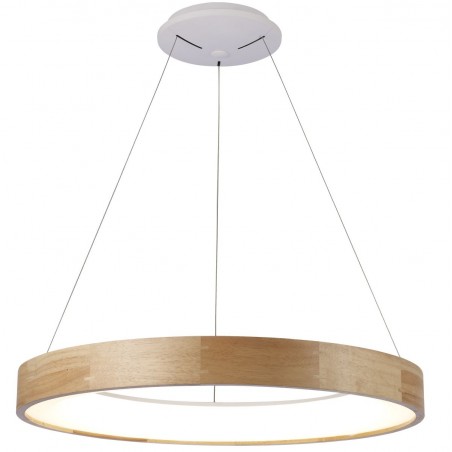 Lampa wisząca Silvam LED duża okrągła 65cm z drewna do salonu sypialni jadalni