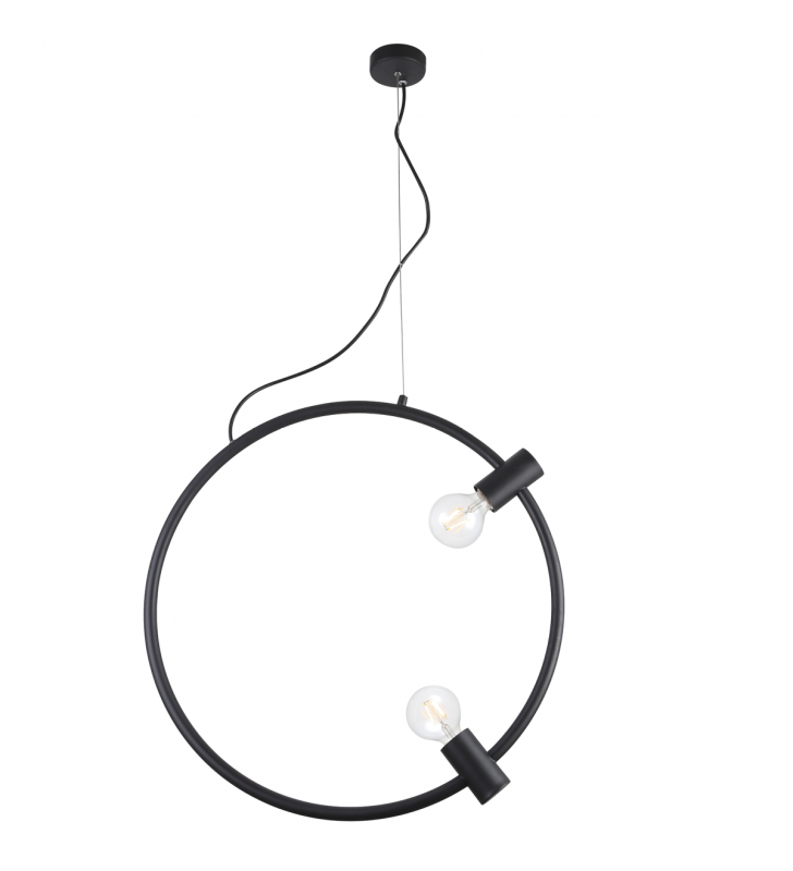 Nowoczesna minimalistyczna czarna lampa wisząca Orsola obręcz 2 żarówki
