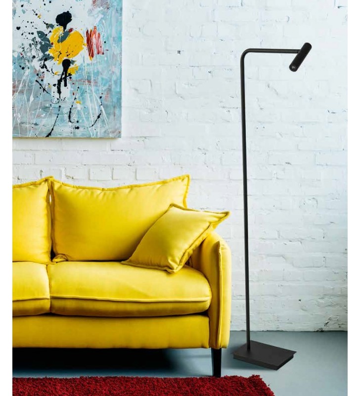 Prosta czarna nowoczesna minimalistyczna czarna lampa podłogowa Fler