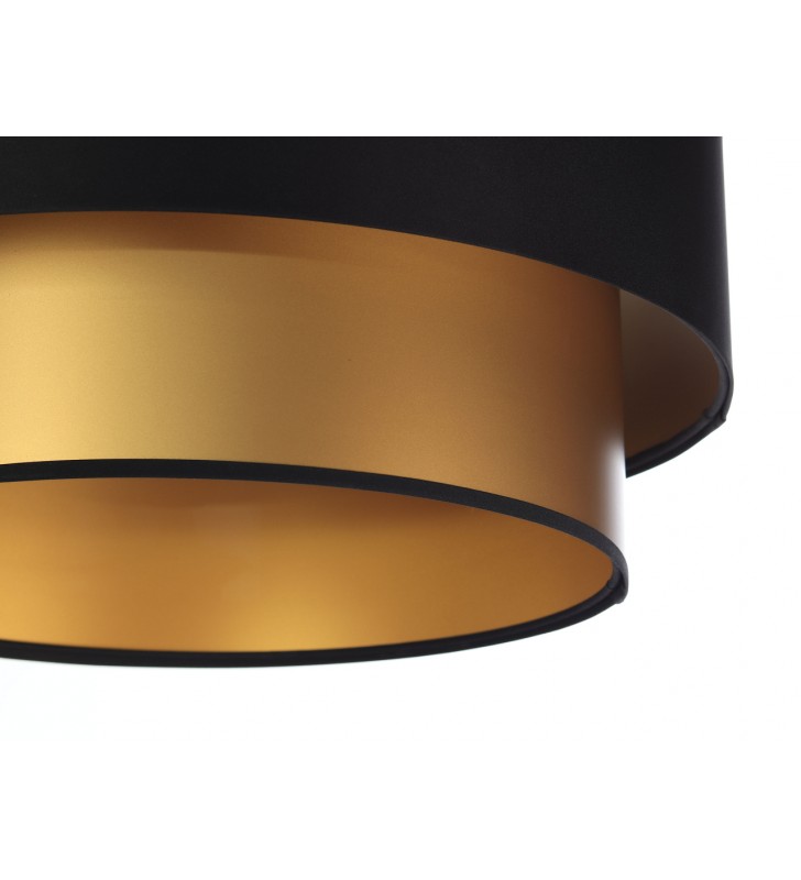 Czarno złota satynowa lampa wisząca Arno podwójny abażur średnica 50cm