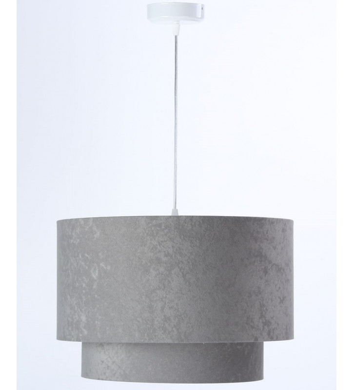 Lampa wisząca Berno podwójny welurowy abażur szary 40cm