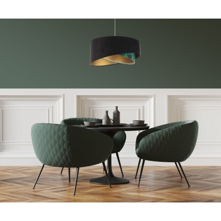 Lampa wisząca Blanca czarno zielono złota z weluru 50cm do salonu sypialni jadalni nad stół