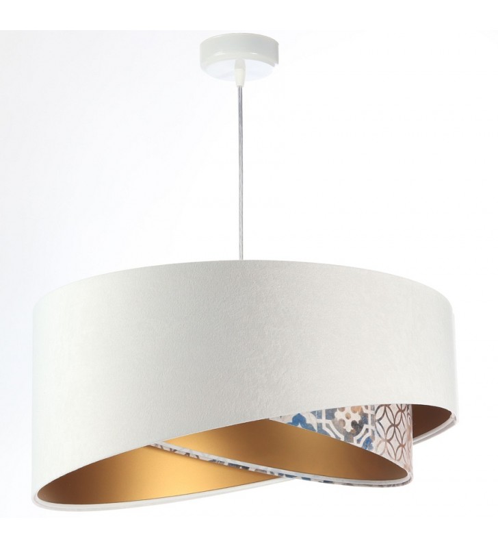 Lampa wisząca Loara z delikatnym dekorem welur 50cm do jadalni nad stół do sypialni salonu