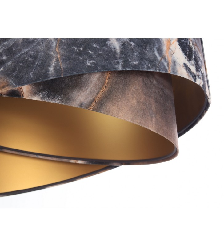 Lampa wisząca Manuela abażur wewnątrz złoty skośny z dekorem 50cm