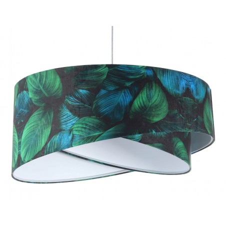 Lampa wisząca Jungle zielona asymetryczna abażur w liście