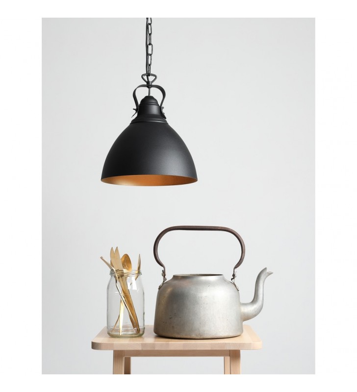 Lampa wisząca Piko III czarna metalowa w stylu industrialnym loftowym - DOSTĘPNA OD RĘKI