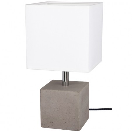 Lampa stołowa z szarą betonową kwadratową podstawą Strong biały abażur
