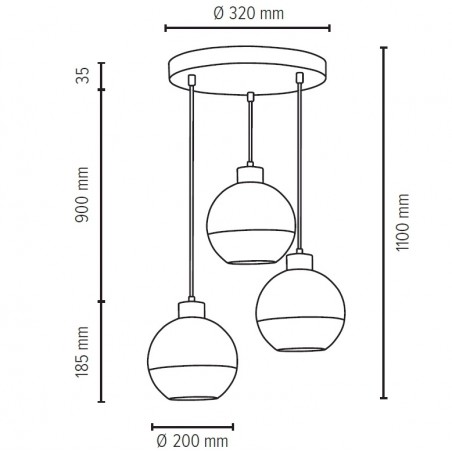 3 zwisowa nowoczesna lampa wisząca Fresh okrągłe szklane klosze wykończenie chrom np. nad okrągły stół