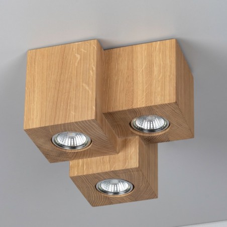 Drewniana dębowa lampa sufitowa downlight Wooddream nowoczesna 3 punktowa