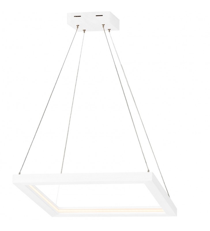 Lampa wisząca Legno białe drewno kwadratowa nowoczesna np. nad stół do jadalni do kuchni salonu sypialni
