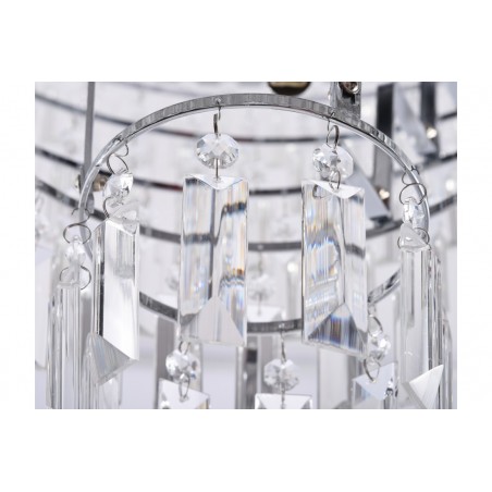 Duża lampa wisząca z kryształami Crystal 80cm klosz kaskadowy stożek wykończenie chrom