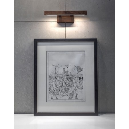 Drewniana 40cm nieruchoma lampa nad obraz w kolorze orzecha Smal LED 3000K
