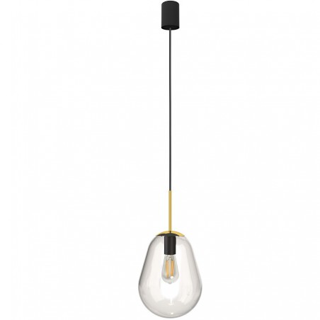 Lampa wisząca Pear nowoczesna szklana ze złotym i czarnym wykończeniem