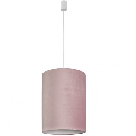 Barrel 35cm różowa lampa wisząca z białym wykończeniem abażur wysoki walec