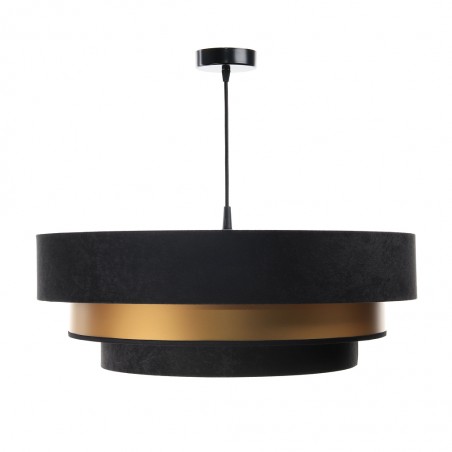 Duża lampa wisząca z abażurem Camara czarno złota np. do jadalni sypialni salonu