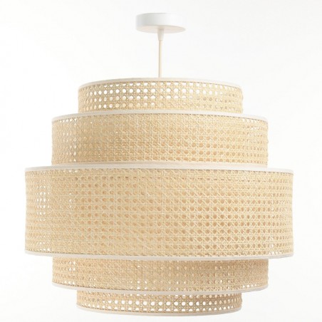 Rattanowa lampa wisząca z dużym abażurem Junko 50cm w stylu skandynawskim do salonu sypialni jadalni kuchni